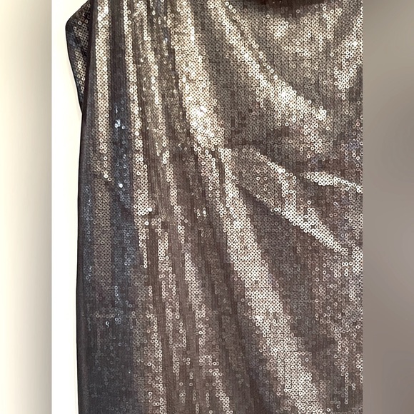 Express Silver Sequen with Black Sheer Overlay Tank Top Size Large - Picture 2 of 5